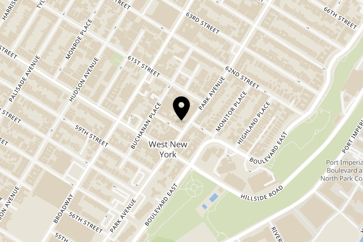 Map showing the location of La Placita de Doña Luz on 6023 Park Ave in West New York